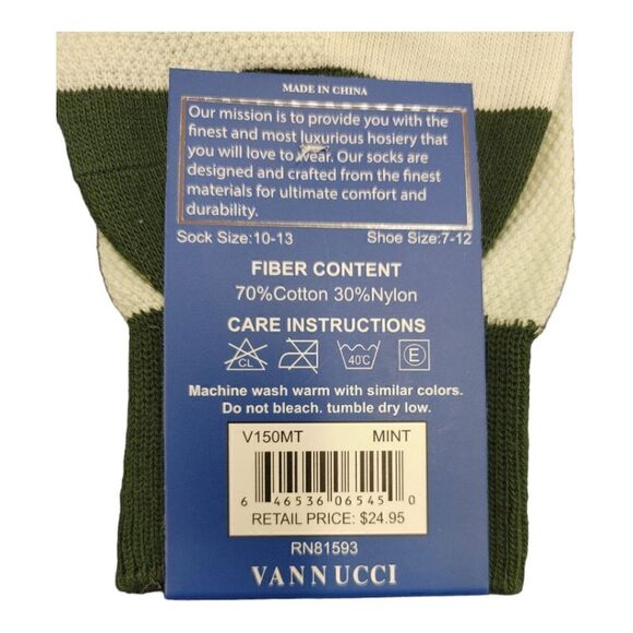 MEN'S VANNUCCI COUTURE MINT MESH FASHION DRESS SOCK. - Picture 3 of 3